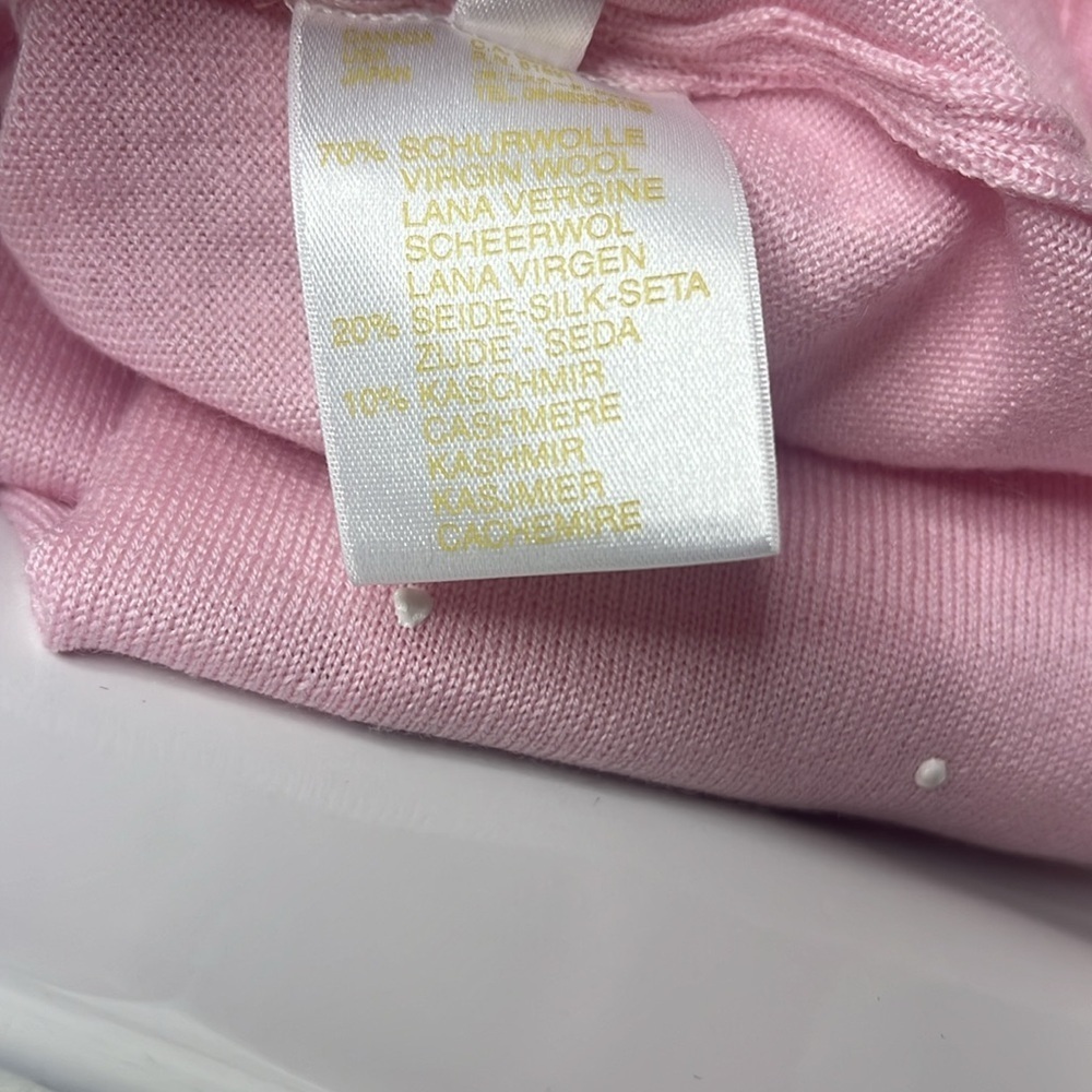 ESCADA PINK SILK CASHMERE WOOL POLKA DOT CARDIGAN SET VINTAGE - Picture 11 of 11